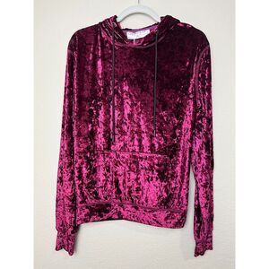 NWT Crushed Velvet Hoodie Burgundy Soft Luxe Velour by Emma & Sam Women S‎